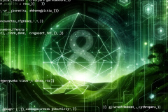 DALL·E-2023-10-22-20.42.19-Illustration-of-a-dynamic-and-abstract-background-centered-around-green-hues-complemented-by-cyberpunk-motifs.-Silhouettes-of-JavaScript-functions-i